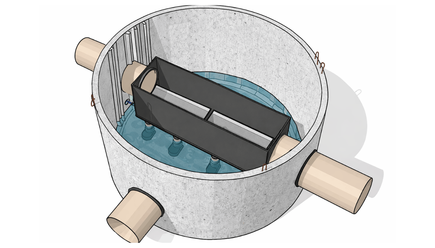 putfilter tekening van regenwatersysteem